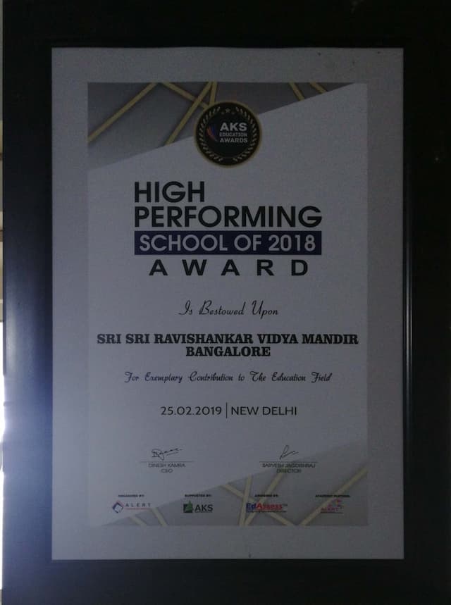 HIGH PERFORMING SCHOOL OF 2018