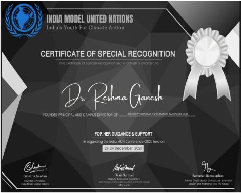CERTIFICATE OF SPECIAL RECOGNITION